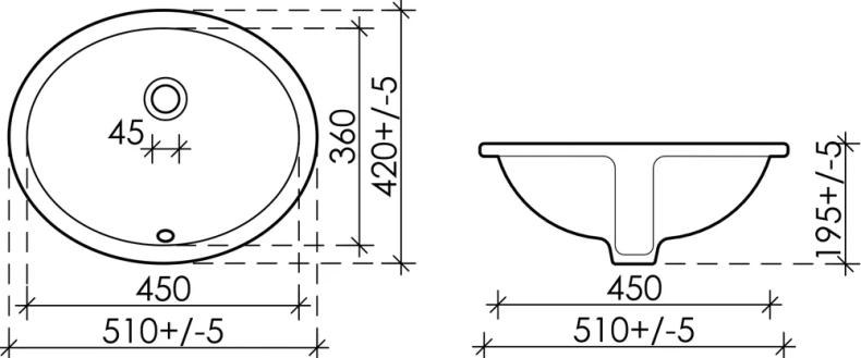 Раковина встраиваемая Ceramica Nova Element 51х42 белая CN6042 - 3