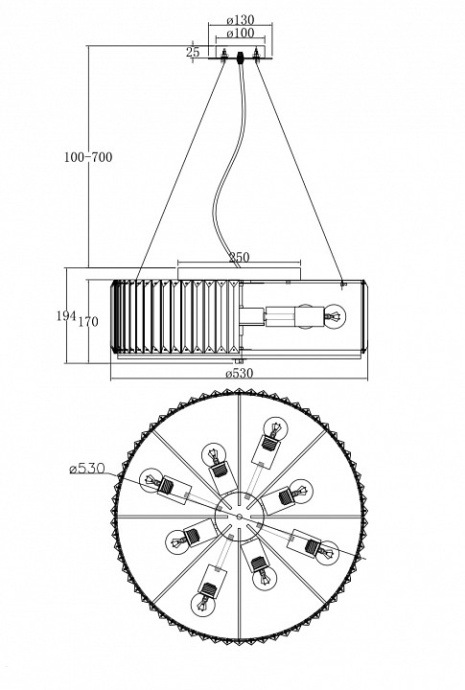 Подвесная люстра Maytoni Recinto MOD080CL-08CH - 2