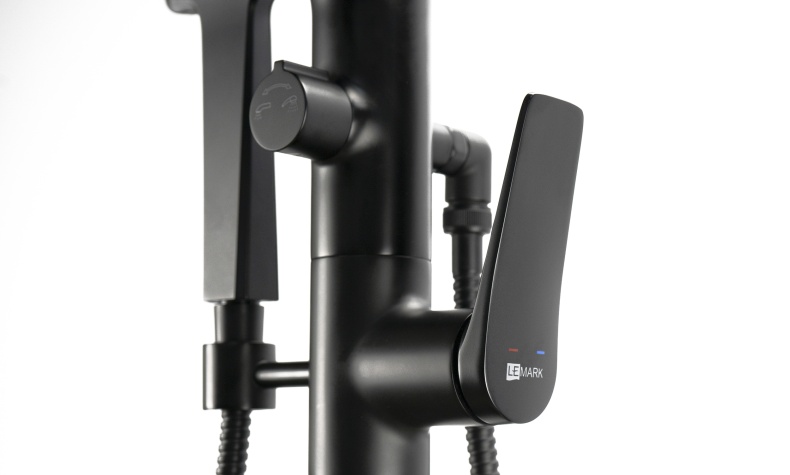 Смеситель Lemark Bronx напольный, для ванны с душем, черный LM3744BL - 4