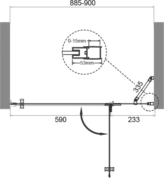 Душевая дверь BelBagno Kraft 90 профиль хром  KRAFT-60/30-C-Cr-R - 8