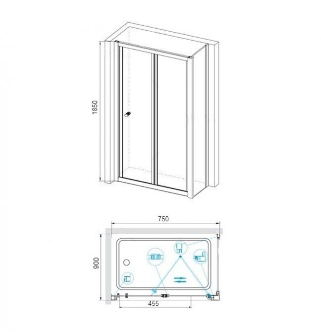 Душевой уголок RGW Classic CL-41 75х90 профиль хром стекло прозрачное 040941759-011 - 2