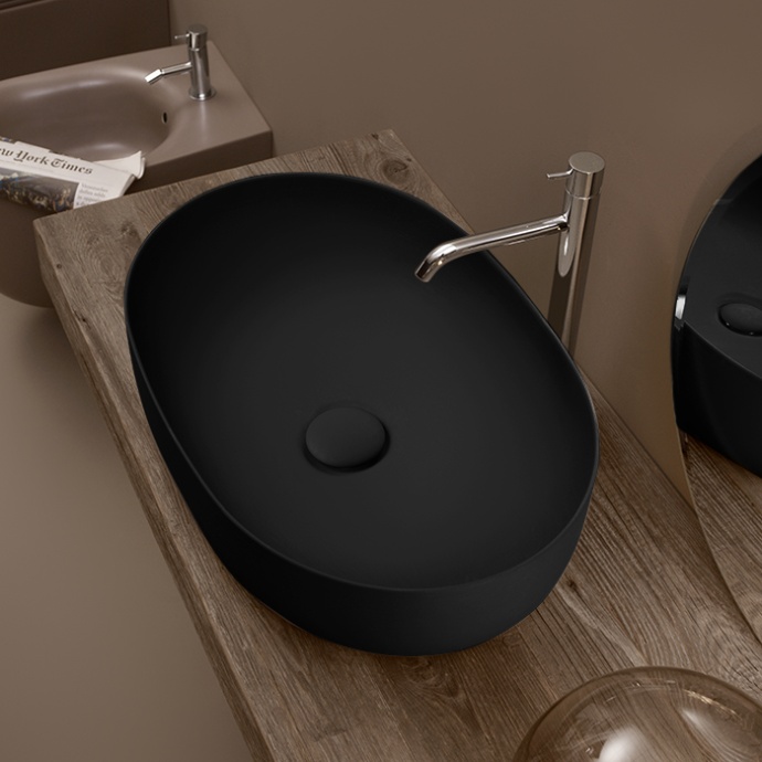 Kerasan Nolita Раковина накладная 60х40 см, без отв под смеситель, цвет черный матовый 534331 - 0
