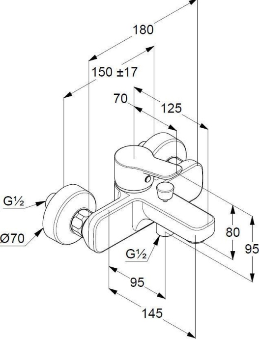 Смеситель Kludi Pure&Easy для ванны с душем 376810565 - 1