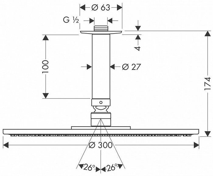 Верхний душ Hansgrohe Raindance AIR 27494000 - 1