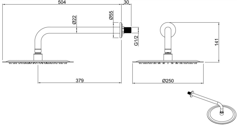 Верхний душ Allen Brau Priority черный матовый 5.31017-31 - 1