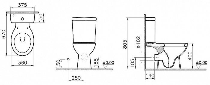 Унитаз-компакт VitrA Norm Nord 9845B099-7201 с микролифтом - 1