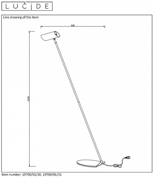 Торшер Lucide Hester 19700/01/31 - 2