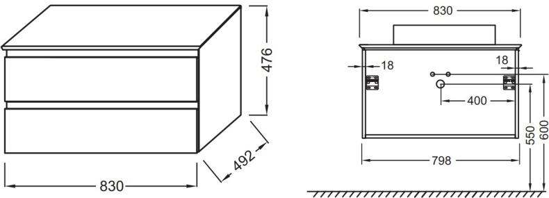 Тумба для комплекта Jacob Delafon Madeleine EB2083-J54 серый матовый - 3
