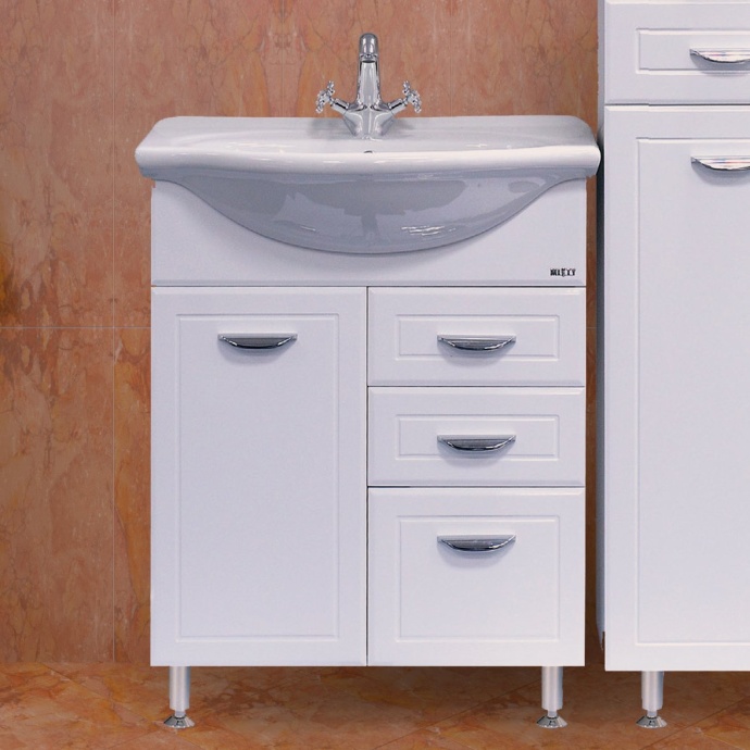 Тумба с раковиной Misty Дрея 65 2 ящика с бельевой корзиной - 0