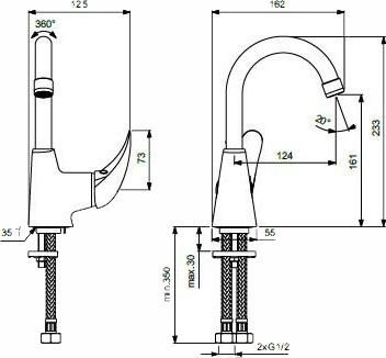 Смеситель для раковины Vidima Orion хром  BA364AA - 1