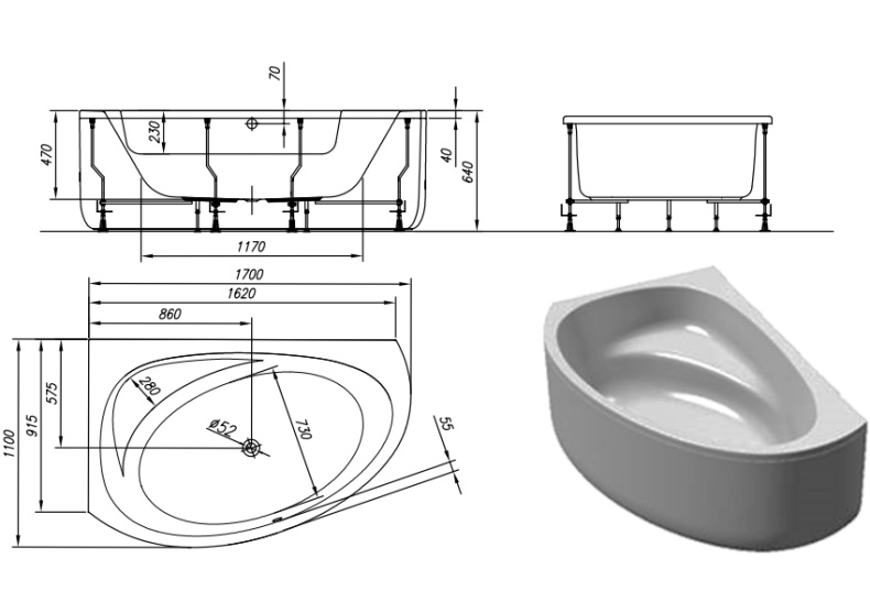 Ванна акриловая Kolpa San Libretto 170х110 L белый 5050-01 - 2