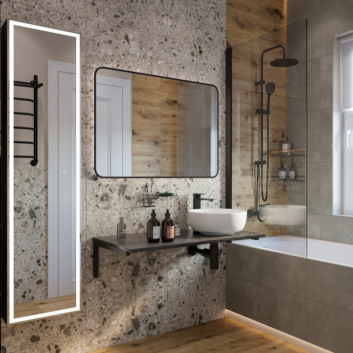 Столешница с раковиной DIWO Элиста 100 чёрный мрамор, с раковиной Moduo 40 RING 555467 - 2