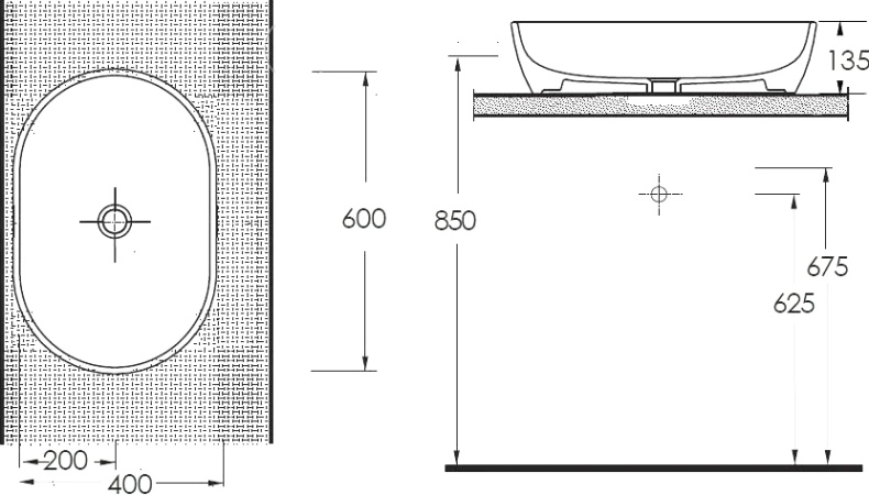 Раковина beWash Bogen 60 без отверстия под смеситель бежевая 88601073 - 1