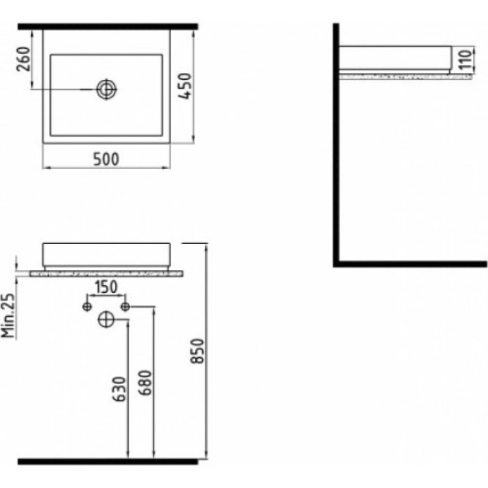 Раковина накладная Bien Infinitum 50 белый INLK05001FD1W5000 - 2