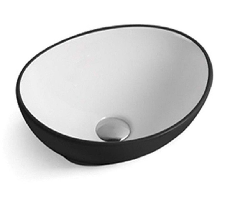 Раковина накладная CeramaLux NC 40.5 см белый/черный  7138BW - 0