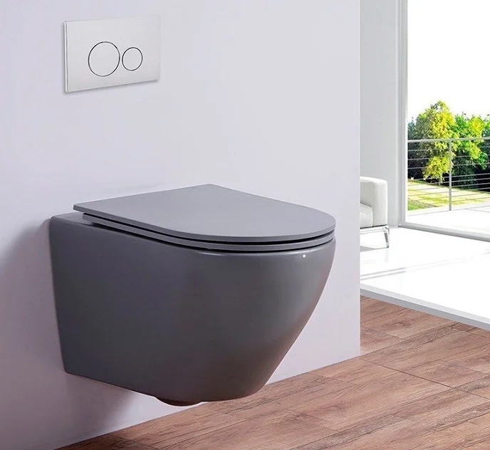 Унитаз подвесной Esbano Azalea с сиденьем микролифт, серый матовый  ESUPAZALGM - 1