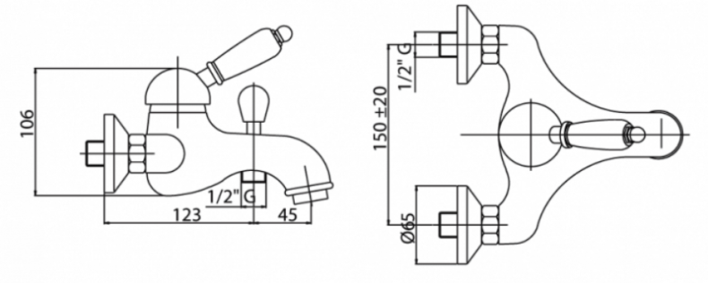 Смеситель для ванны Cezares Vintage хром  VINTAGE-PBVM-01-Sw - 2