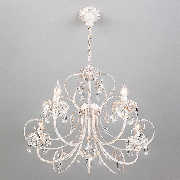 Подвесная люстра Eurosvet Alda 3305/5 белый с золотом/прозрачный хрусталь Strotskis - 1