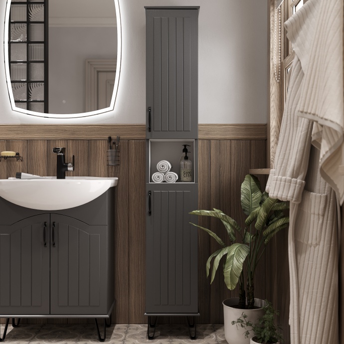 Шкаф-пенал DIWO Сочи 30, антрацит 00-00001323 - 0