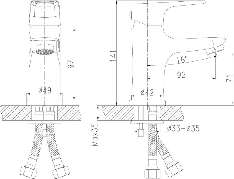 Смеситель для раковины Rossinka  хром  RS31-11 - 1