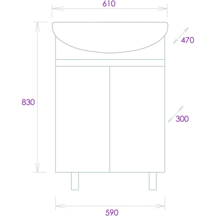 Тумба под раковину Onika Милтон 59 белая 106146 - 3