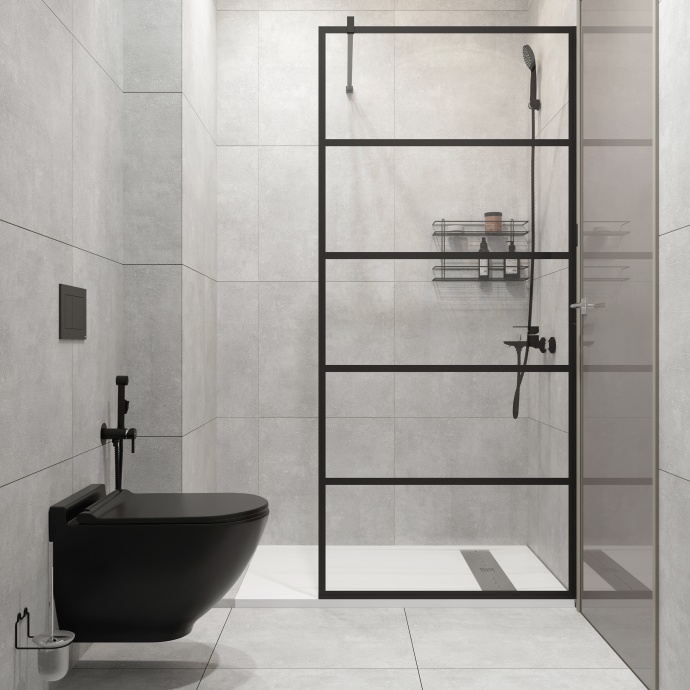 Душевая перегородка STWORKI Кронборг LOFT-GW-120х220 120 см, профиль черный матовый - 0