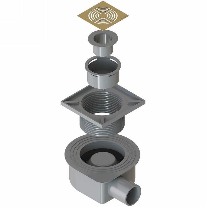 Душевой трап Armadi Art Smart Design 10х10 с решеткой золото матовый 984-10-MG - 1