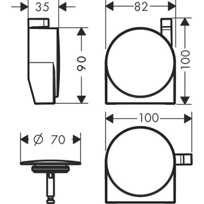 Внешняя часть излива hansgrohe Exafill S на ванну с набором для слива и перелива 58117340 - 1