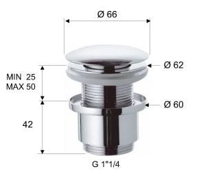 Автоматический донный клапан Remer, цвет хром, 904CC2114 - 1
