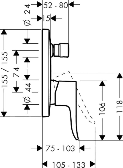 Смеситель Hansgrohe Metris 31454000 для ванны с душем - 1