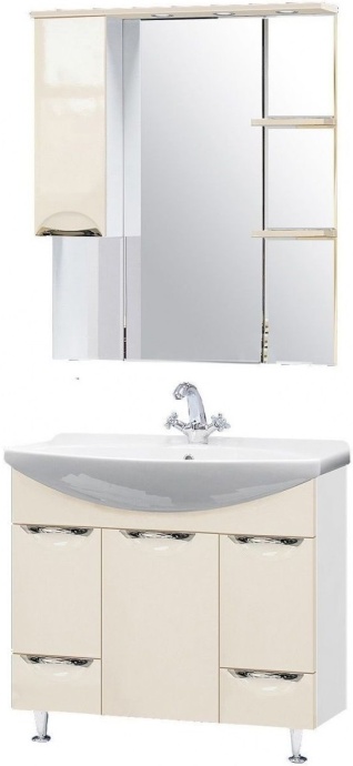 Тумба с раковиной Misty Орхидея 85 бежевая глянцевая СО000006680 - 1