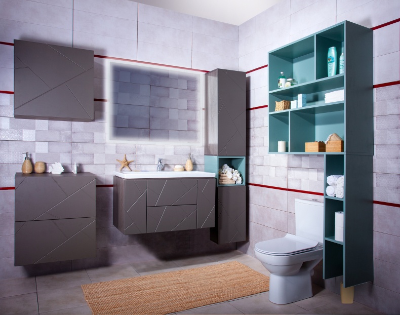 Шкаф Бриклаер Кристалл 90 софт графит 4627125414626 - 1