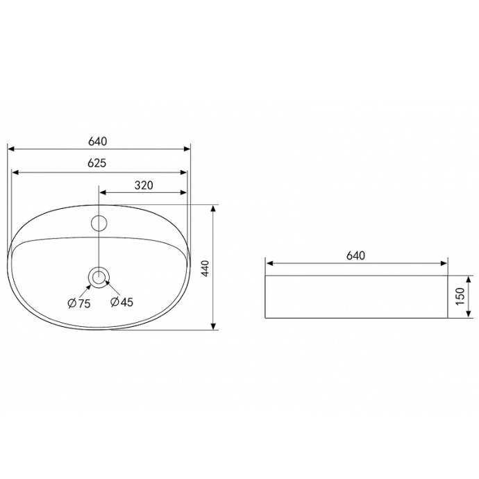 Накладная раковина Abber Bequem 64 белая AC2112 - 2