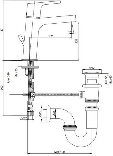 102108947EX Luna смеситель для раковины 121 - 1