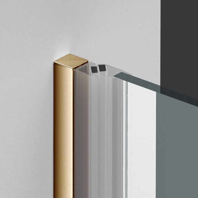 Душевая дверь в нишу Vincea Alpha 90х195 профиль брашированное золото стекло прозрачное  VDP-3AL900CLG - 1