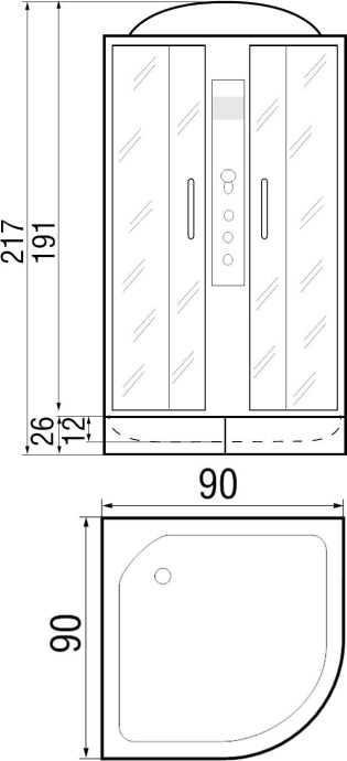 Душевая кабина с поддоном River Temza 90/24 MT  10000000117 - 2