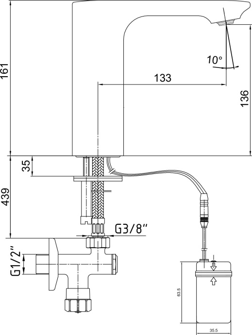 Смеситель E.C.A. Photoscell для раковины 108108037EX - 1