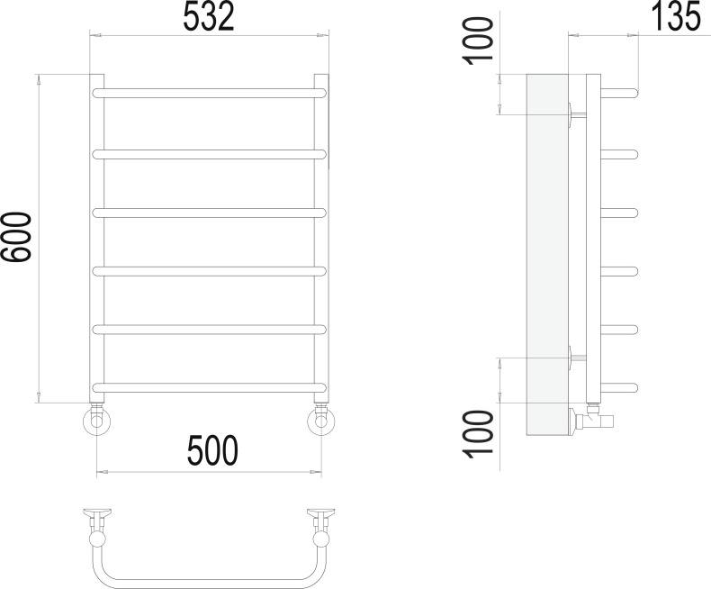 Водяной полотенцесушитель Terminus Стандарт П6 500x600 Хром 4670078530332 - 2