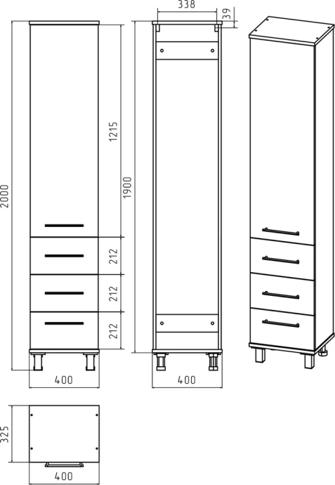 Шкаф-пенал Misty Терра 40 R белый матовый П-Тер0504001-3ЯП - 4