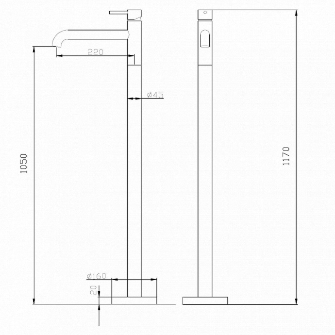 Смеситель для ванны напольный Abber Wasser Kreis черный, матовый  AF8140B - 2