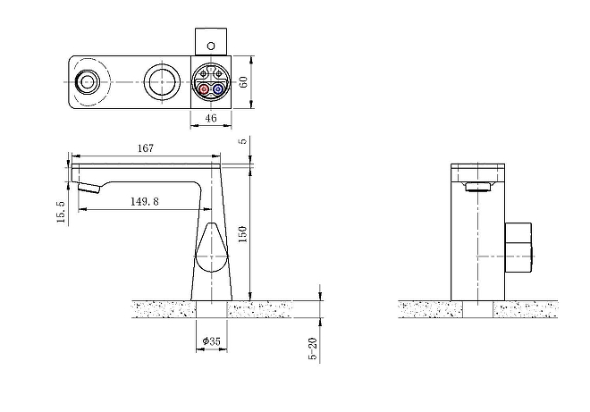 Смеситель для раковины Black&White Universell черный матовый 7750GM - 3
