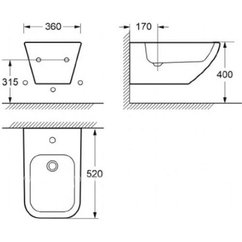 Биде подвесное Cezares Liverpool белый, глянцевый  CZR-5842-BH - 3