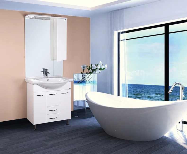 Тумба под раковину Onika Моника 75 с бельевой корзиной белый  107502 - 3