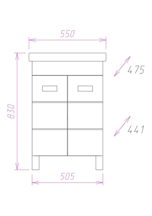 Тумба под раковину Onika Балтика-Квадро 55 белый 105521 - 2
