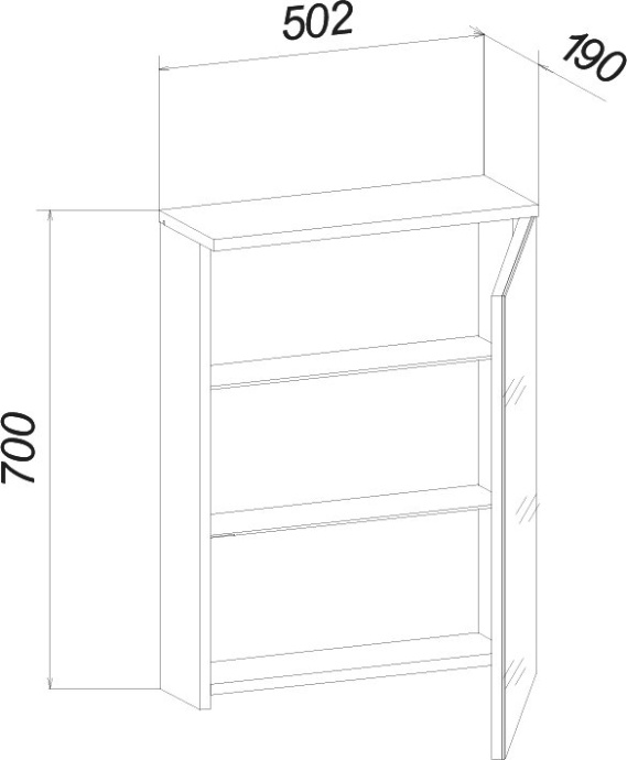 Зеркало-шкаф Бриклаер Фостер 50 R, дуб золотой, с подсветкой 4627125414701 - 4