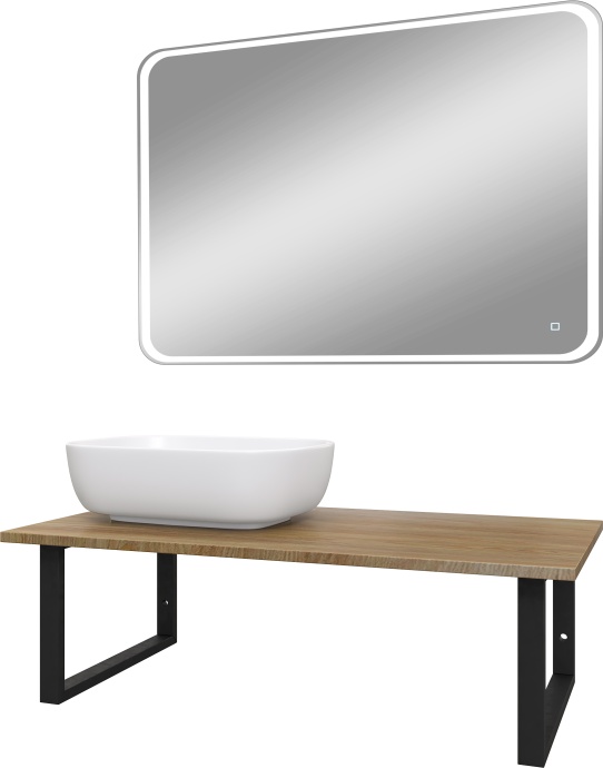 Мебель для ванной DIWO Элиста 100 светлое дерево, с раковиной Moduo 50 Square, в скандинавском стиле, овальная (гарнитур, мебель) 555416 - 3