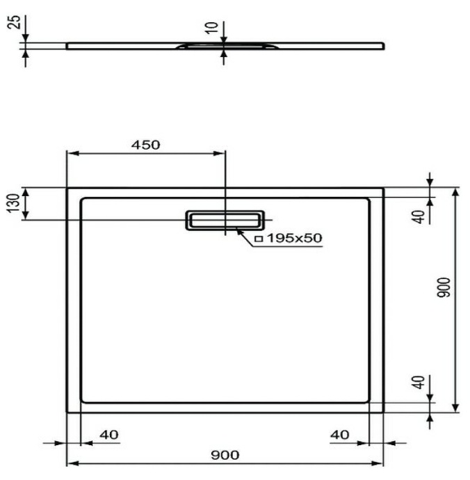 Поддон для душа Ideal Standard Ultraflat 90х90 черный T4467V3 - 2