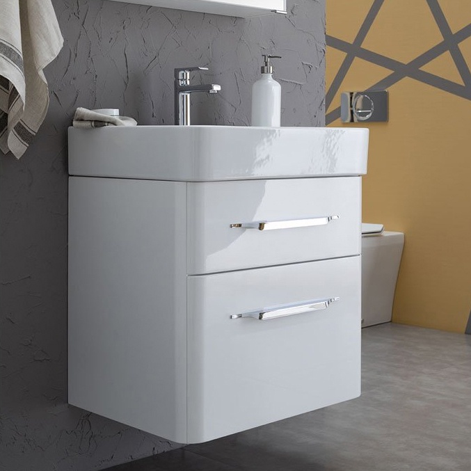 Тумба с раковиной Aquanet Виченца 60 белый глянец - 0