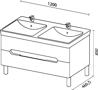 Тумба под раковину SanVit Форма 120 двойная белый глянец kforman1202w - 2