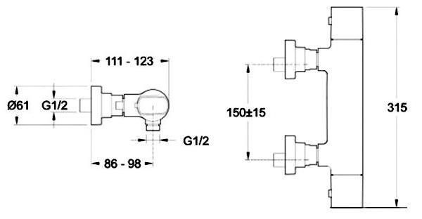 Термостат Jacob Delafon Aleo E72352-CP для душа - 1